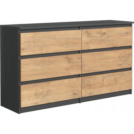 Cassettiera 6 cassetti : Antracite / Rovere Lancelot, 120 x 79 x 39 cm (1/5)