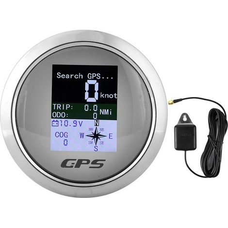 Compteur de vitesse GPS marin étanche 85 mm – Acier inoxydable 316 – Précision SOG et COG – Pour bateaux, yachts, camions, motos
