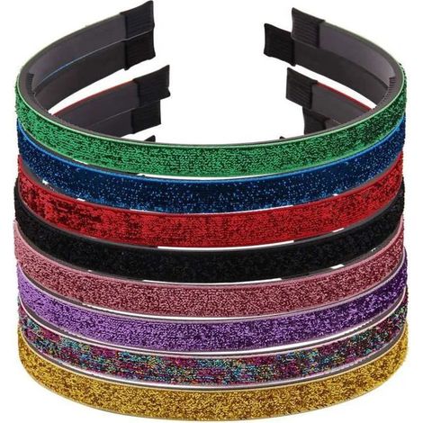 Headband - Glitter Elastic - For Kids And Adults - Daily Party Wedding Use - 8 Pieces (1/5)