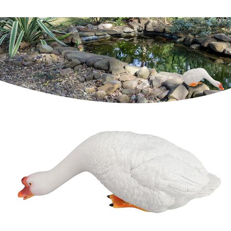 Figura de ganso de resina: figura decorativa de ganso para césped o jardín con pico abierto y bebedero. Fabricada en resina, pintada a mano con colores vivos y resistente a la intemperie. Regalo ideal (1/5)