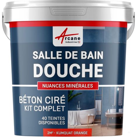 BETON CIRÉ: Kit BETONBESCHICHTUNG | KUNSTHARZ-BETON Badezimmer begehbare Dusche - Wasserdichte Beschichtung - Kumquat-Orange - 2 m²-Kit (2 Schichten)