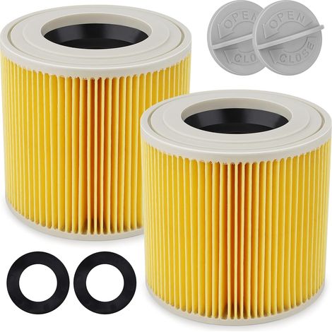 Filtro de cartucho para Kärcher WD3/WD2, 2 filtros de cartucho para aspiradoras WD 2200, WD 2250, WD 3300 M, WD 3500 P, A 2003, A 2004, A 2054 Me, A 2120, A 2504, A 2604, A 2656 X+, A 2111 (1/5)