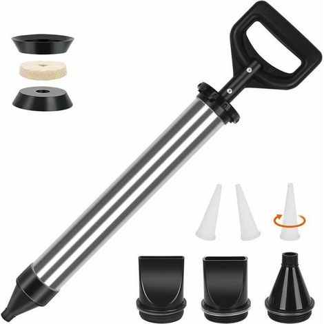 Pompe à mortier manuelle en acier inoxydable - Seringue à jointoiement avec 4 embouts, pistolet à ciment pour travaux de maçonnerie et réparation (1/4)