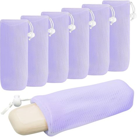 CCYKXA Set mit 5 Seifennetzen für Seifenstücke, Peeling-, Schaum- und Trockenseifenhalter für die Dusche (lila) (1/5)