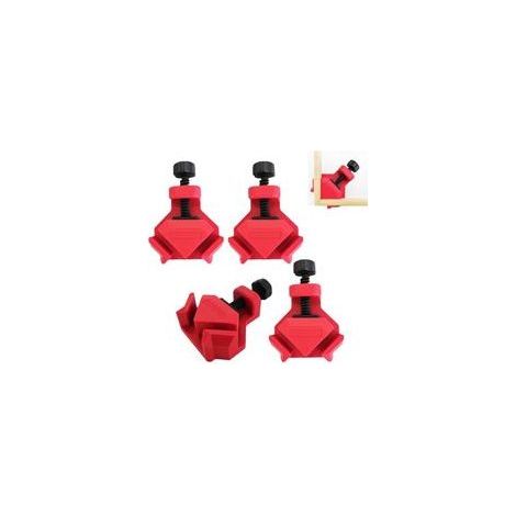 Jeu de 4 équerres de serrage, pour panneaux jusqu'à 26 mm d'épaisseur, force de serrage de 25 kg pour le collage, équerre à angle droit pour outils de travail du bois et soudage