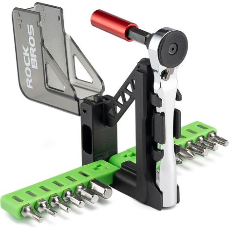 Set di attrezzi multifunzione per bicicletta con mini cricchetto e inserti (1/5)