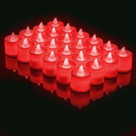 LED Candles Flickering Flame Light 24pcs,Electric Candles Christmas Candles for Christmas, Christmas Tree, Easter, Wedding, Feu rouge (1/5)