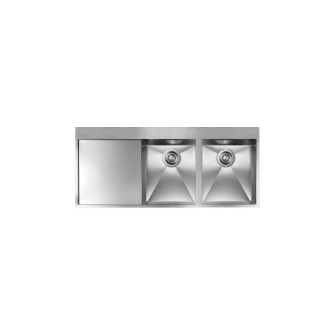 Lavello FILOQUADRA MIX 116X50  2 vasche destre+ gocciolatoio ACCIAIO INOX (1/5)