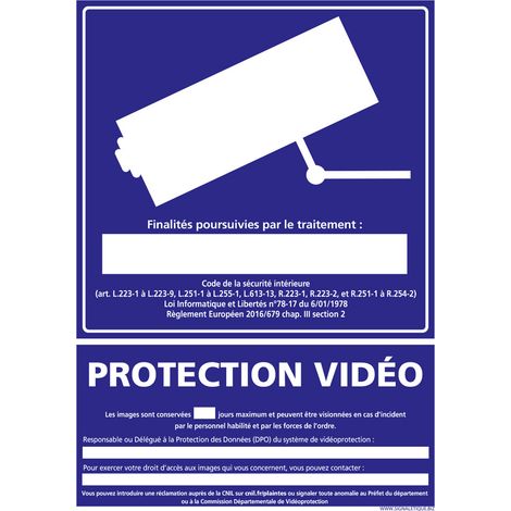 PANNEAU PROTECTION VIDEO (G1218) - Adhésif - 75 x 105 mm