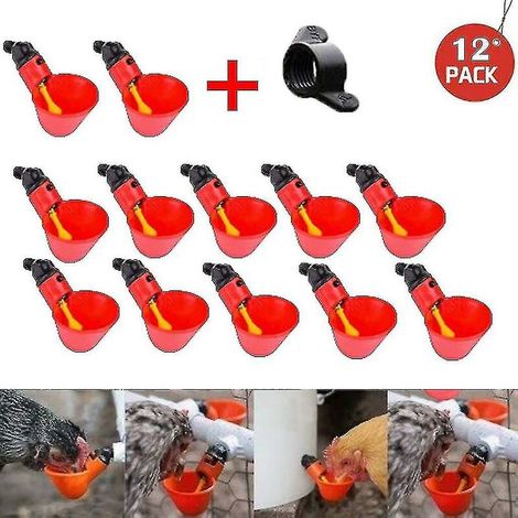 12 pièces buveurs de volaille tasses d'eau de poulet alimentation automatique buveurs de volaille eau (1/5)