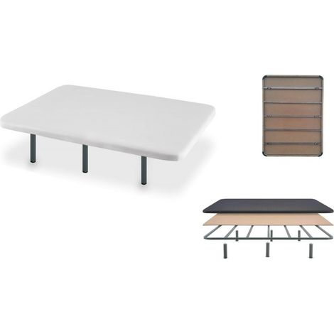 Base tapizada Montreal 150*190  BLANCO en 3D Super reforzada con 7 barras transversales y sistema antirruido