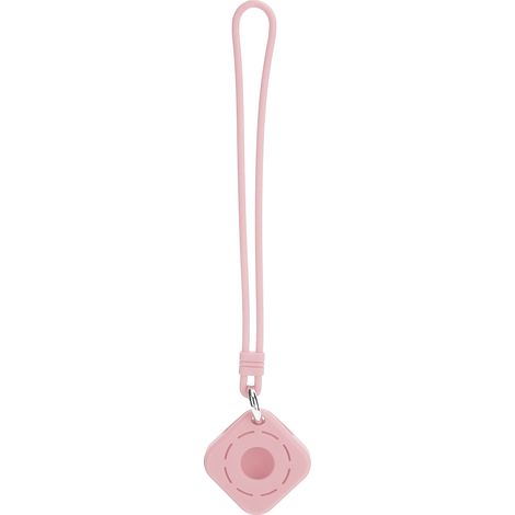 Housse en silicone carrée creuse avec dragonne pour localisateur IOS, rose, étui de protection léger et antidérapant (1/5)