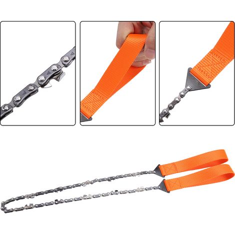 Tragbare Überlebenskettensäge [CAMPING, OUTDOOR] Wanderwerkzeug, 40,6-Zoll-Modell, Manganstahl, Orange (1/5)