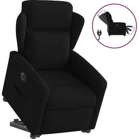 Relaxsessel mit Aufstehhilfe Elektrisch Schwarz Stoff