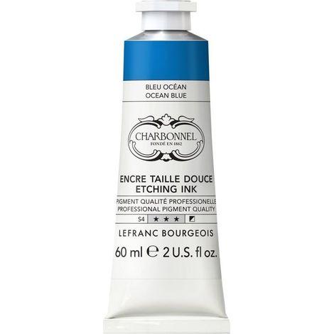 Encre taille douce - LEFRANC BOURGEOIS - 301542 - Bleu océan - 60 ml - Haute pigmentation, non toxique (1/2)