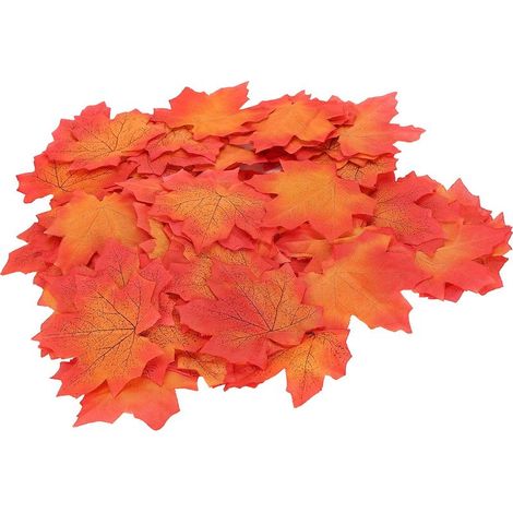 feuilles d'érable artificielles pour Thanksgiving décoration de table mariage feuille d'automne Lot de 100 Jaune (1/4)