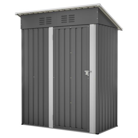 Abri de jardin en métal noir 152,2 x 83,6 x 182 cm avec porte verrouillable, toit plat, sans fenêtre, 1,27 m² (1/5)