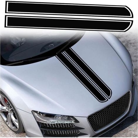 Striscia adesiva per cofano auto, decorazione universale per auto da corsa, adesivi impermeabili per cofano e bagagliaio, decorazione per auto e veicoli (nero) (1/5)