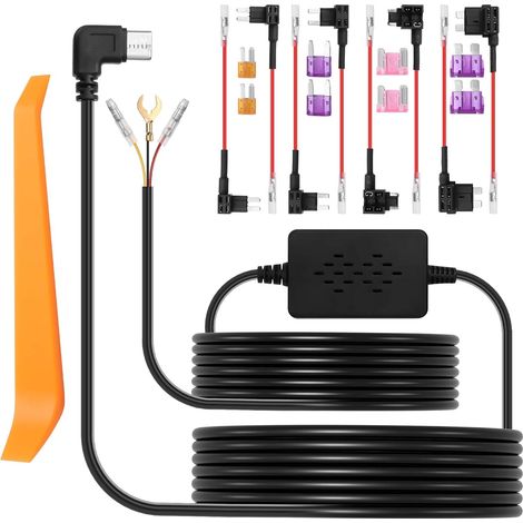3.3m / 10.82in Car Recorder Hardwired Kit USB C Port Type-C USB Dur câblé avec fusible 12V-24V à 5V pour enregistreur de Conduite, Alimentation GPS, détecteur de Radar, etc. (1/5)