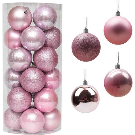 Décorations de Noël d'intérieur, boules décoratives en plastique électroplaqué de 3 cm, lot de 24, boules de Noël cylindriques pour centres commerciaux, plafonds et sapins de Noël (1/2)