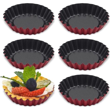 6 Pièces Moule Tartelette,Acier Antiadhésif,Ø 7 Cm,Pâtisserie,Cuisine (1/5)