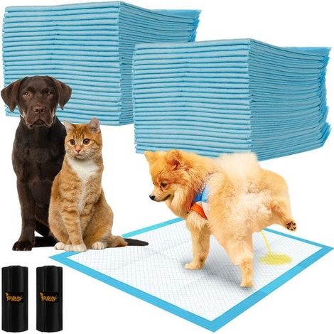 Sous-tapis hygiénique imperméable pour chien 60x60 cm, lot de 50 + sacs à déjections canines (30 pièces)-AquaForge (1/5)