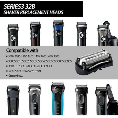 2 Têtes de rasoir 32B,Série 3,Compatible Braun 3040s 3010s,Accessoire entretien barbe (1/5)