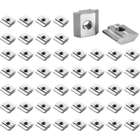 50PCS Écrous Coulissants,30 Série,Rainure 8mm,Type B,M6,en Acier (1/5)