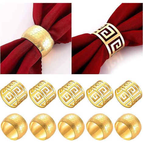 Lot de 12 ronds de serviette en métal pour la décoration de table lors d'un dîner de mariage (12 pièces) (1/5)