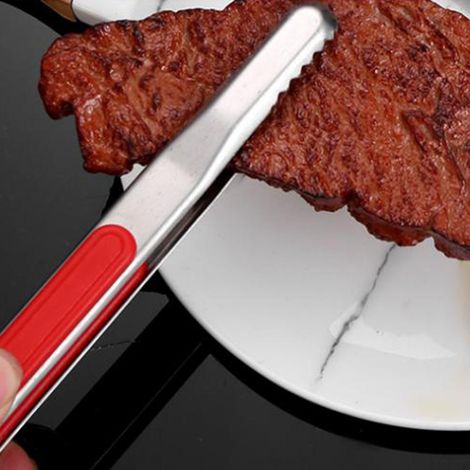 Pince de cuisine en acier inoxydable, résistante à la chaleur et multifonctionnelle, pour servir sur le gril. (1/5)