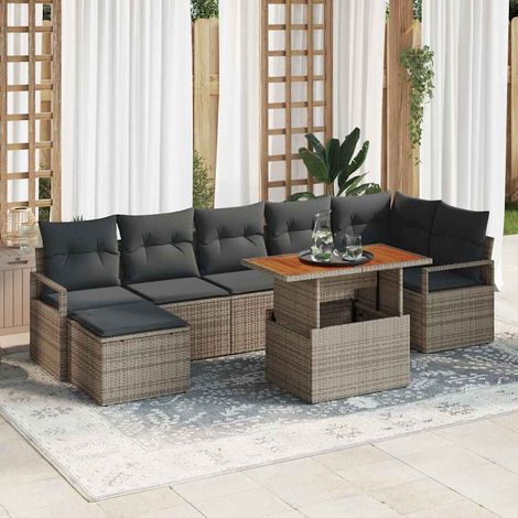 Conjunto de sofás de jardín 8 uds. Gris y marrón vidaXL (1/5)