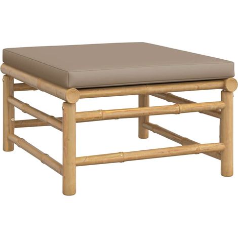 Repose-pieds de jardin avec coussin taupe bambou (1/5)