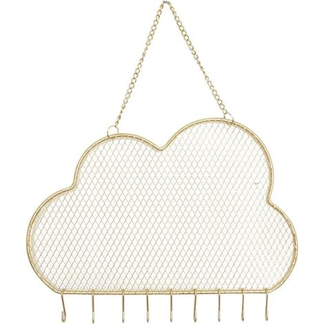 Cadre de rangement mural nuage pour bijoux, support pour boucles d’oreilles, colliers et serre-têtes, décoration organisatrice (1/5)