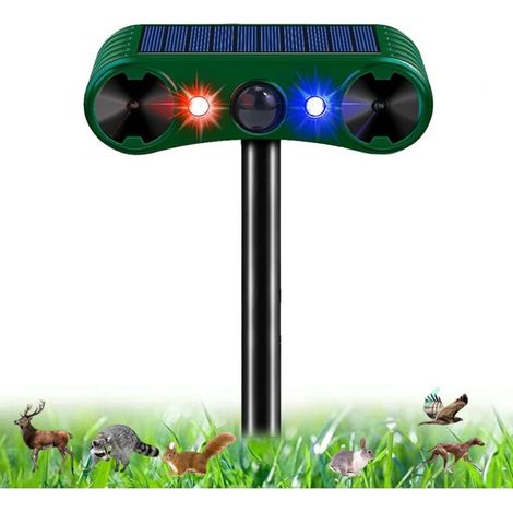 Repulsif Chat Exterieur, Répulsif Chat Ultrason, 2 Modes Repulsif Chat Solaire avec Lumière LED et Détecteur de Mouvement, Étanche IP54 Répulsif Animaux pour Anti Chats Chiens Souris Ratons Oiseaux (1/5)