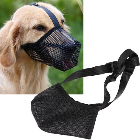 Bozal para perros fabricado en tejido de malla suave con protección antiveneno, ajustable para todas las estaciones, tallas S, M, L, 13 x 16 cm / 5,1 x 6,3 pulgadas (1/5)