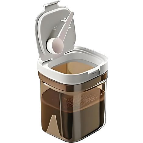 Bocal à café hermétique, récipient de conservation de 1300 ml avec cuillère doseuse, bocal alimentaire de cuisine pour café moulu, grains, thé, sucre, farine et céréales. (1/5)