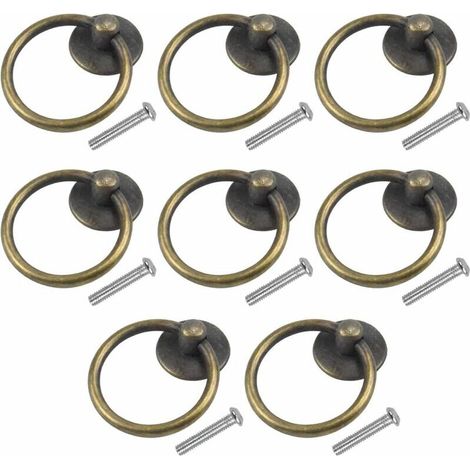 8 Pcs Bouton de Porte Vintage Poignee de Meuble Ronde Poignée D'armoire Classique Tiroir Bague Poignée de Traction Poignées de Tirage Antique Bouton de Meuble pour Cuisine Armoire Placard Commode (1/5)