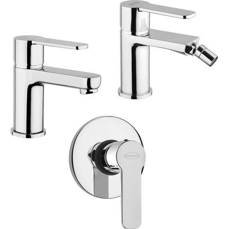 Set miscelatori lavabo + bidet + incasso doccia Jacuzzi rubinetteria Eolo ottone cromato per piletta click clack (1/5)