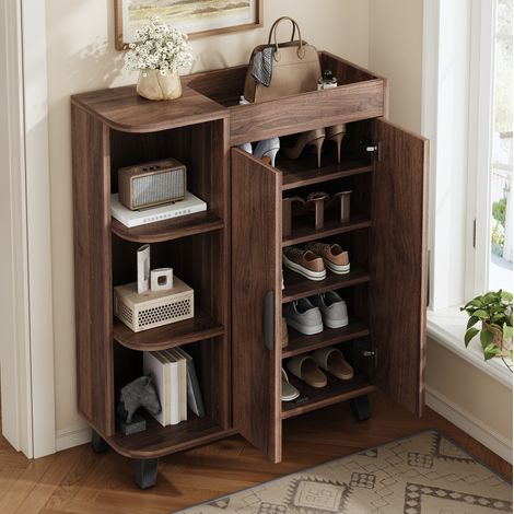 Meuble chaussures étroit 80x32x99 avec étagères OKMYHOME (1/5)