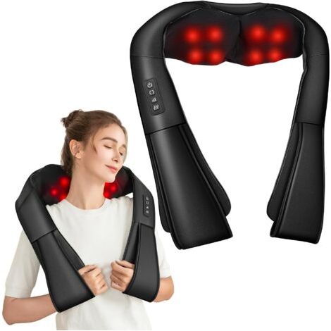 Rücken- und Nackenmassagegerät, 3D-Thermo-Nackenmassagegerät, Rückenmassagegerät zur Linderung von Muskelschmerzen, PU-Leder, Geschenkidee für Frauen und Männer (1/5)