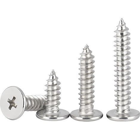 20 Pièces Mince Vis Autotaraudeuse à Tête Plate Phillips, M3 x 5 mm Vis à Bois en Acier Inoxydable (1/5)