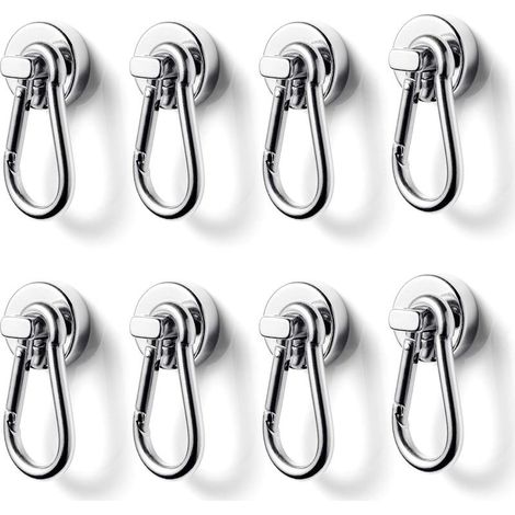 Ganci magnetici ultra-resistenti con moschettoni, capacità di carico massima di 12 kg, adatti per uffici e fabbriche (confezione da 8). (1/5)