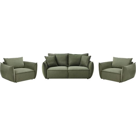 Set da salotto in tessuto verde 5 posti Kunes