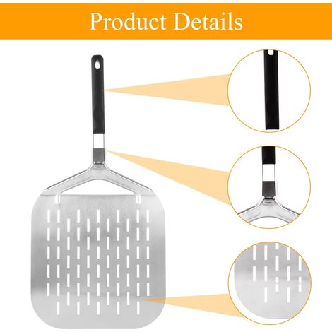 Pala per pizza, 42 x 32 cm, con manico pieghevole, pala per pizza professionale in acciaio inox per cucinare deliziose pizze fatte in casa, barbecue, pane (1/4)