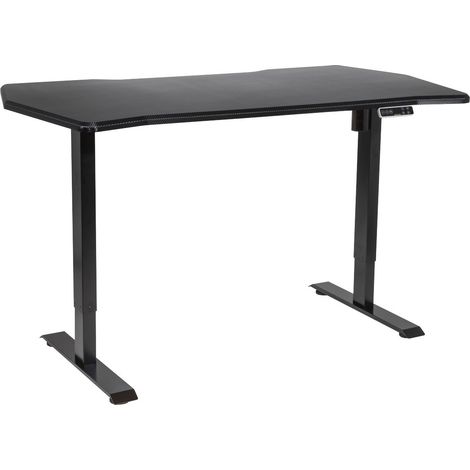 Dellonda DH43 Carbon Fibre Effect Electric Height Adjustable Standing Desk with Memory, Quiet, 1400 x 700mm