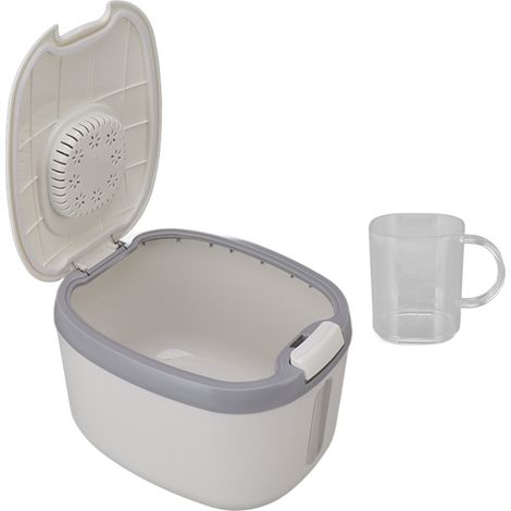 Boîte à riz hermétique, anti-insectes et inodore avec fenêtre transparente pour grains, sucre et farine, taille M, grise (10 kg/22 lb)