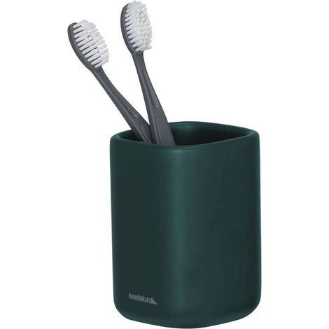 sealskin Mind Bicchiere Porta spazzolini, Ceramica, Verde Scuro, B x H x T: 75 x 111 x 75 mm (1/5)