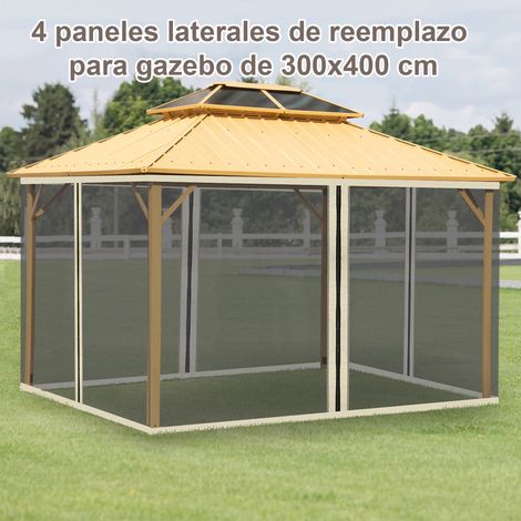 Lot 4 panneaux Noir latéraux 3 5x2 m moustiquaire kiosque fermetures éclair anneaux