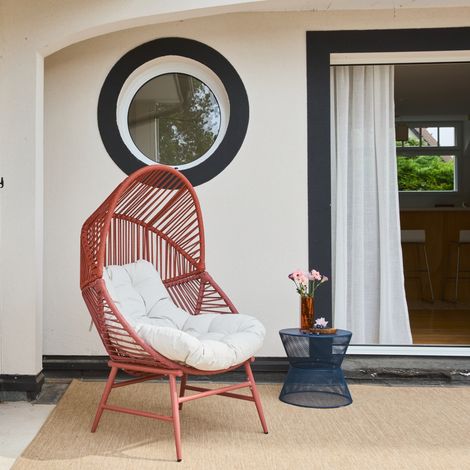 Fauteuil oeuf de jardin acier et résine tressée terracotta - Ovoa Terracotta / Beige
