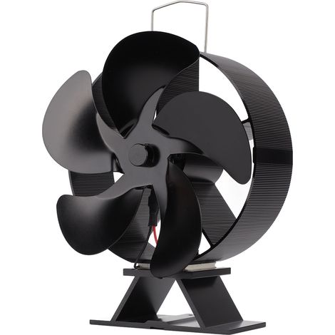 Ventilateur de poêle à bois à 5 pales, alimenté par la chaleur, pour cheminée à bois, assure une circulation de la chaleur et résiste aux hautes températures. (1/5)
